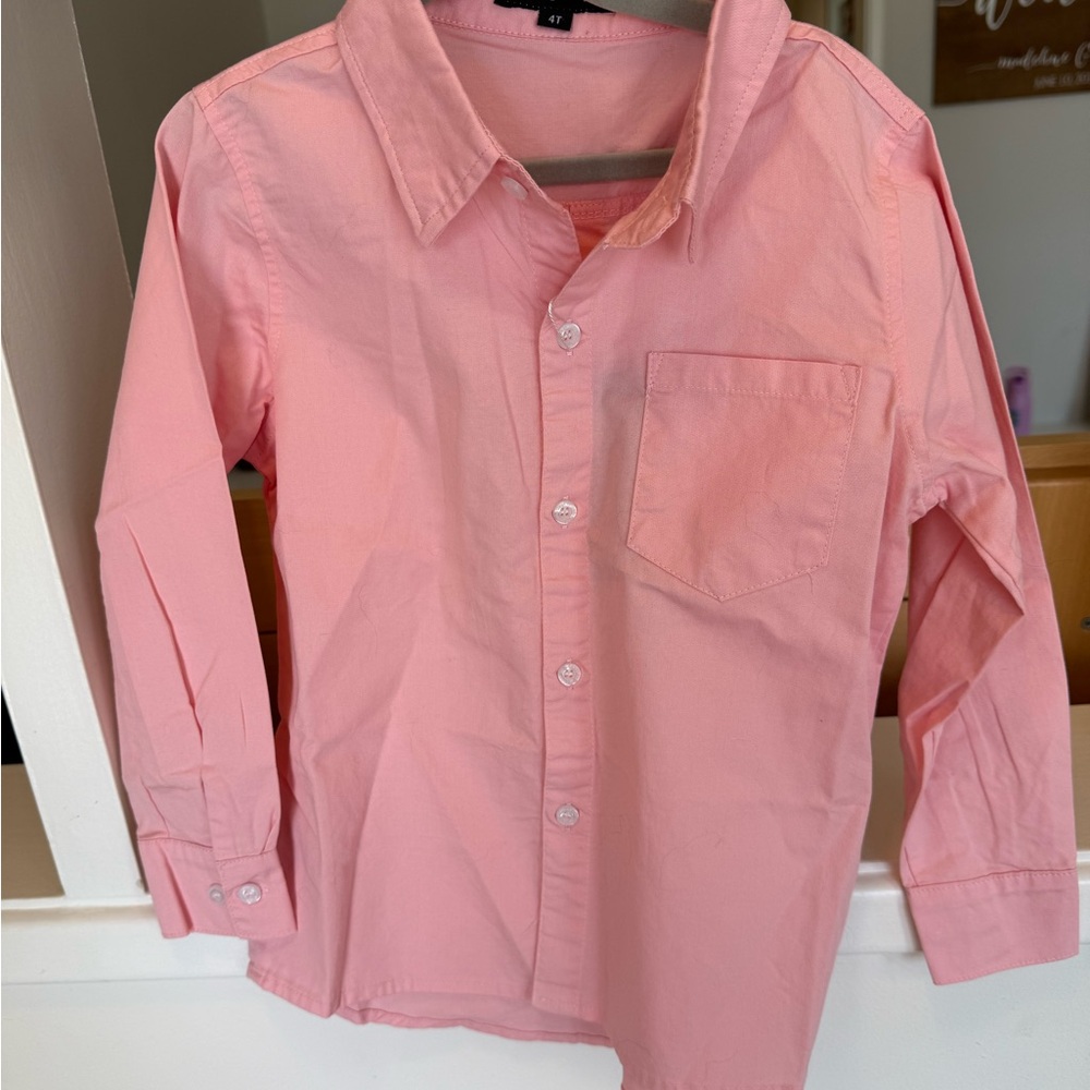 4T pink button down boys shirt. NEW with tags!